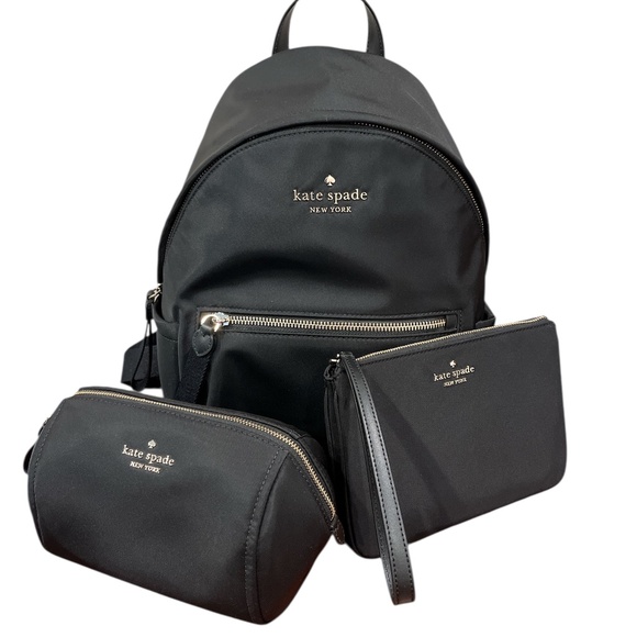 NWOT Kate Spade Chelsea Black 3-Piece Travel Backpack, Cosmetic Bag & Wristlet main image 9
